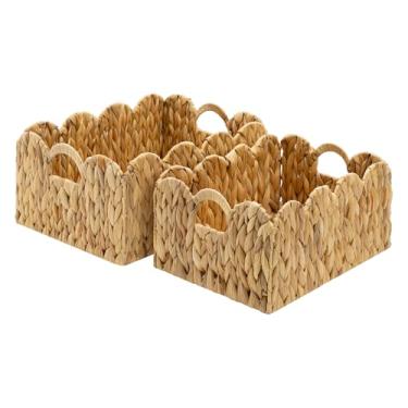 Imagem de GRANNY SAYS Cestas de armazenamento de vime para prateleiras, cesta de jacinto de água com borda recortada, cestas de vime de armazenamento para despensa, grande, pacote com 2