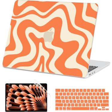 Imagem de AKIT Capa compatível com MacBook Air de 15 polegadas 2025 2024 2023 M4 M3 M2 A3241 A3114 A2941, capa rígida de plástico com padrão exclusivo + capa de teclado + protetor de tela para Mac Air de 15