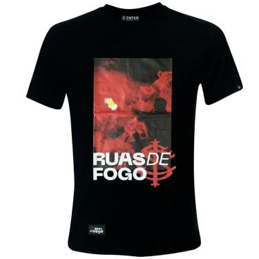 Imagem de Camiseta Internacional Viagem Casual Ruas de Fogo Preta Masculina-Masculino