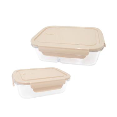 Imagem de Pote de Vidro Borosilicato Divisoria Tampa Hermetica Nude 2un