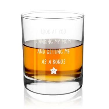 Imagem de Bonus Dad Gifts - Presentes de Dia dos Pais para Bônus Dad Whisky Copos de Whisky 283.5 g Presente Engraçado de Natal Aniversário Páscoa Dia de Ação de Graças Presente para Padrasto Padrasto Homens da