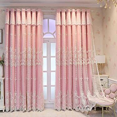 Imagem de Cortina blackout de camada dupla com sobreposição de tule, voile blecaute branco bordado em camadas sólido drapeado painel de sanefa, sala de estar, quarto de menina, isolamento de poupança de energia