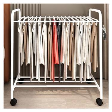 Imagem de LULUMAIC Suporte para calças com 24 ganchos e rodas móveis, prateleira de armazenamento multifuncional para jeans, cachecóis, saias, escorredor portátil para armazenamento