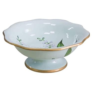 Imagem de Cesta de frutas Cestas de armazenamento de tigela de frutas cerâmica prato de frutas pintado à mão do padrão do vale decoração de casa cesta de frutas prato de frutas simples bandeja de frutas (cor: A