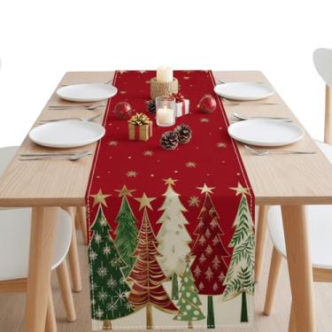 Imagem de Caminho de mesa de festa vermelho, capa de mesa de jantar 35 x 188 cm para decoração de celebração de casa