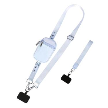 Imagem de Ysyqkn Cordão para Celular com Fecho de Metal Criativo, Alça Transversal, Alça de Pulso para Celular, Ideal para Viagens, Compras Ao Ar Livre E Passeios, Azul Claro, Tamanho real