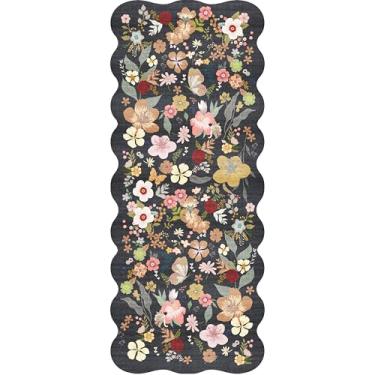 Imagem de RUUGME Tapetes de corredor 7 x 18 cm para corredor: lavável à máquina vintage floral recortado caminho de cozinha antiderrapante tapete leve macio e fino tapete decorativo para sala de estar quarto