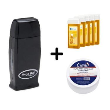Imagem de Roll On Mega Bell Depilação + 5 Ceras Refil + Papel Perlon