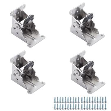 Imagem de 4 peças de suporte dobrável - dobradiça autotravante - acessórios de perna e suporte de canto - para pernas dobráveis - bancada de trabalho dobrável - extensão de mesa dobrável na cozinha (0-90, prata