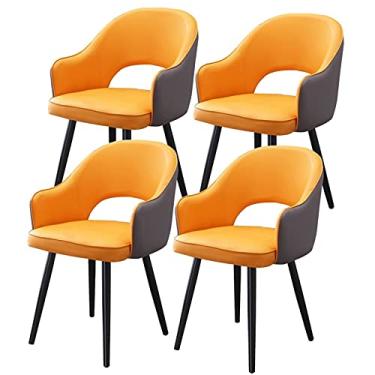 Imagem de Cadeira de jantar, cozinha, sala de jantar, móveis, cadeiras de cozinha, sala de jantar, conjunto de 4 cadeiras modernas de couro de poliuretano oco, assento macio, acolchoado para sala de estar