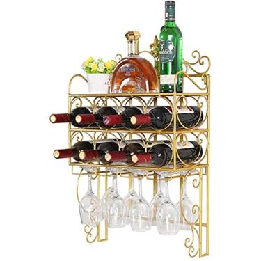 Imagem de Bar Decor Industrial Home Multicamadas Vintage Metal Pendurado na Parede Suporte de Garrafa de Vinho Armário de Vinho Bar Decoração de Cozinha para Casa Organizador de Prateleira de Vinho