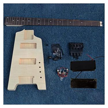 Imagem de Baixo Elétrico Semi-acabado Sem Cabeça De 41 Polegadas Corpo Em Mogno E Escala Em Jacarandá Com Todas As Ferragens profissional kit de guitarra inacabado