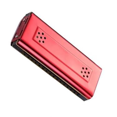 Imagem de Gaita profissional 16 furos dupla face C&G tom 2 em 1 vibrato gaita instrumento harpa para iniciantes (Cor: Vermelho)