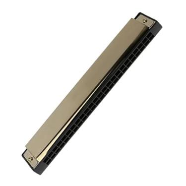 Imagem de Gaita profissional de 24 furos C chave vibrato gaita requintado e durável instrumento corporal de metal