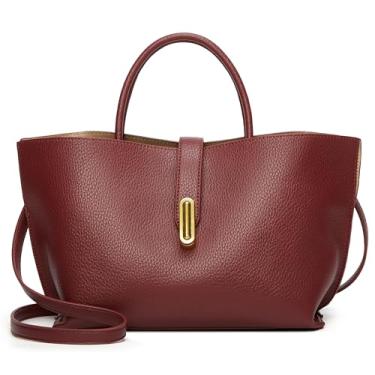 Imagem de Sacolas femininas de couro transversal bolsa grande bolsa de ombro vintage moderna Hobo bolsa feminina alça superior, Vinho, free