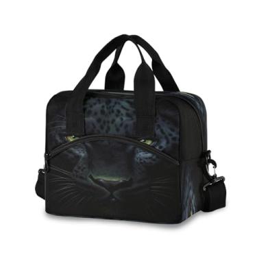 Imagem de Blueangle Lancheira isolada com estampa de Pantera Negra Negra, alça de ombro removível e alça - Lancheira térmica reutilizável para homens e mulheres (953)