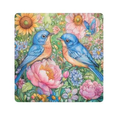 Imagem de SEHANY Saco de maquiagem de pano autoadesivo colorido flores primavera pássaro mágico protetor portátil para lente de câmera envoltório cosmético, bolsa de maquiagem aberta para mulheres, itens