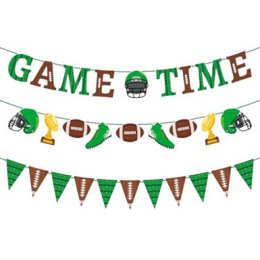 Imagem de Guirlanda de faixa de futebol, tema esportivo, hora de jogo, faixa de festa de futebol com bandeiras triangulares para meninos e meninas, material de festa com tema esportivo