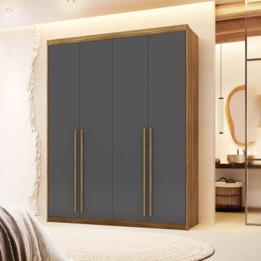 Imagem de Guarda-roupa 4 Portas 3 Gavetas Dubai Nature/alasca 100% Mdf - Vila Rica