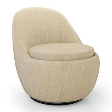 Imagem de Poltrona Orgânica Living Memphis Base Giratória Linho Bege - Desk Design