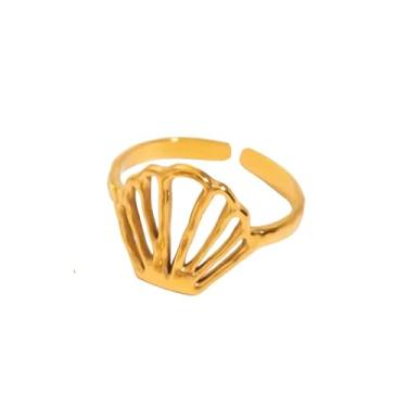 Imagem de OFC Anel de coquetel feminino moda praia estrela do mar, ajustável e aberta banhada a ouro 18 quilates de aço inoxidável empilhável delicada joia de praia de férias de verão anel de polegar moda estilo hipoalergênico (JDR0305017)