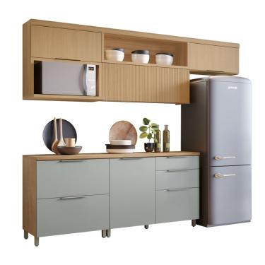 Imagem de Armário De Cozinha Completa 100% Mdf 5 Portas 4 Gavetas Mariah Nesher Madeirado / Verde
