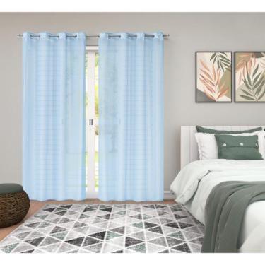 Imagem de Cortina voil decoração quarto e sala 3,00x2,20m azul - Vitor Bordados