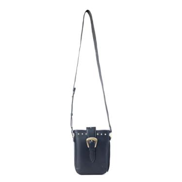 Imagem de Myra Bag Bolsa tiracolo feminina de couro Yellowstone - Wildhaven Western Bolsa tiracolo de couro com fivela, tachas de latão, Cinza