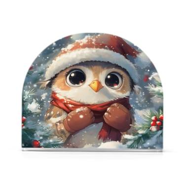 Imagem de xigua Porta-guardanapos de coruja de Natal para mesas, porta-guardanapos de papel de placa acrílica elegante, dispensador de papel de seda independente moderno para jantar, sala de estar, festa243