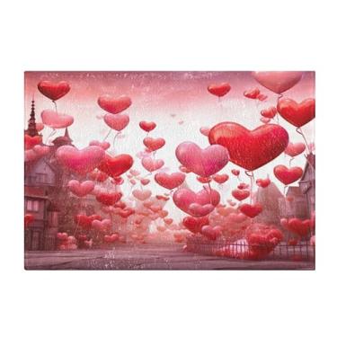 Imagem de Burbuja Tapete de banho Valentine Hearts, tapete de banheiro absorvente extra macio com suporte antiderrapante para banheiro, banheira, chuveiro, 41 x 61 cm