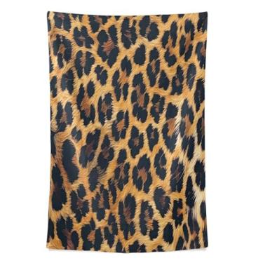 Imagem de STAYTOP Tapeçaria de parede com textura de leopardo marrom para decoração de casa, decoração de dormitório, sala de estar, quarto, tapete de parede (152 x 102 cm)