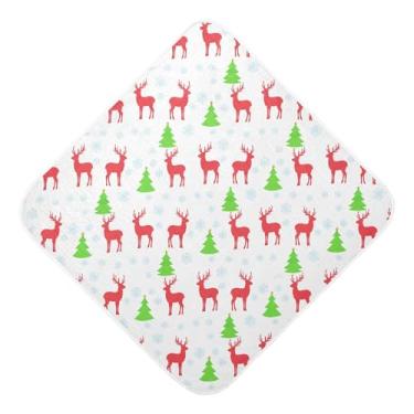 Imagem de Burbuja Toalha de banho de bebê de cervo de árvore de inverno - Toalha com capuz de musselina macia e absorvente para recém-nascidos e bebês, 89 x 89 cm