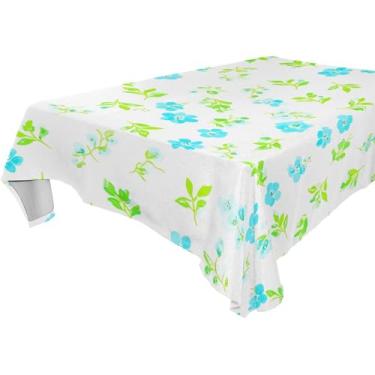 Imagem de Burbuja Toalha de mesa de flores azuis, toalha de mesa quadrada anti-rugas grossa para decoração de jantar, cozinha, festa, 137 x 137 cm