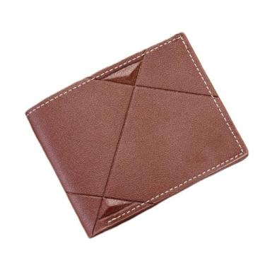 Imagem de Carteira masculina elegante e casual com compartimentos para homens, bolsa fina com porta-cartões, Marrom, Viagem de negócios