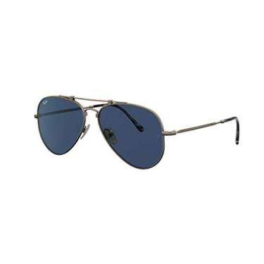Imagem de Óculos de sol Ray-Ban Rb8125 Aviator Titanium, Pewter Demigloss/Blue, 58 mm