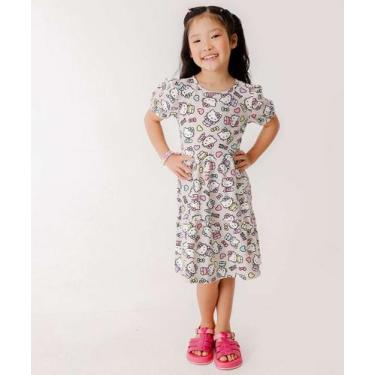 Imagem de Vestido Infantil Hello Kitty Sanrio Tam 4 a 10-19073, Cinza, 8