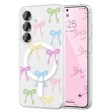 Imagem de UEEBAI Capa magnética para Samsung Galaxy S23 FE 5G, capa de arco compatível com MagSafe, fita fina transparente sem fio, capa protetora antiamarelamento à prova de choque para mulheres e meninas