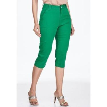 Imagem de Calça Capri HNO Jeans Sarja Cintura Alta Elastano Classic Verde-Feminino