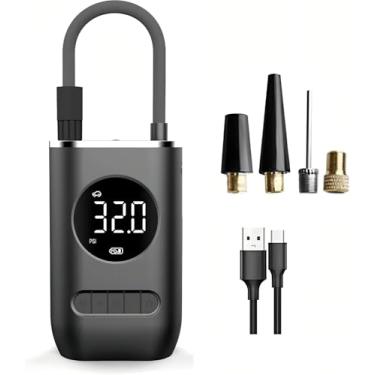 Imagem de Compressor de ar portátil com inflador de pneus sem fio bateria recarregável pressão até 150 PSI luz LED de emergência ideal para carro bicicleta moto e bolas infláveis