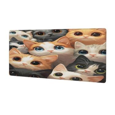 Imagem de Tapete de rato grande com desenho de gato fofo, impermeável, protetor de mesa estendido para computador, base de borracha antiderrapante para escritório, computador, teclado, laptop e mesa de casa