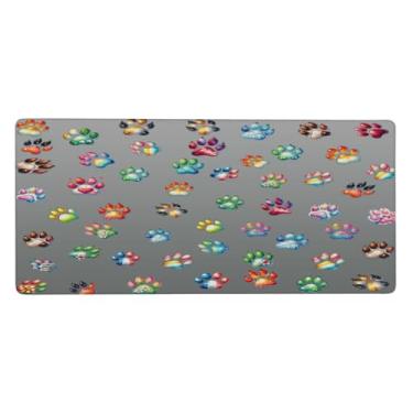 Imagem de Tapete grande e fofo cinza para mouse pad à prova d'água para computador protetor de mesa estendido tapete de borracha antiderrapante para escritório, computador, teclado, laptop e mesa de casa, mouse