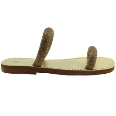 Imagem de Sandália Colcci Rasteira Strass Ouro Feminina-Feminino