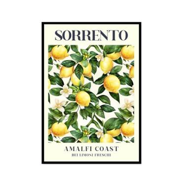 Imagem de Sorrento Lemon Amalfi Coastbei Limoni Freschi pintura em tela impressão de frutas cozinha moderna pôsteres fotos sala de jantar casa bar café decoração (SKU1,40.6x60 cm), moldura preta