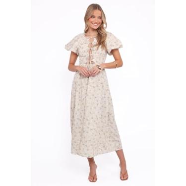 Imagem de Petal & Pup Vestido feminino Kathleen-Maxi-Bege-Claro-Verde-Floral, Bege claro/verde floral, M