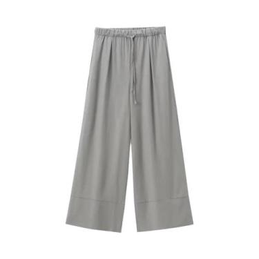 Imagem de Conjunto De Top Cropped Sem Mangas Em Caqui E Calças De Cintura Alta C