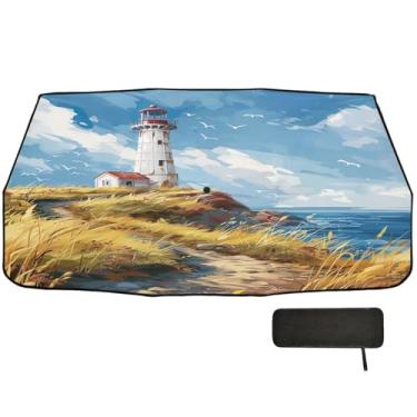 Imagem de Guarda-sol de carro farol e gaivota guarda-sol para-brisa bloqueio UV sombra para janela de carro 147 x 75 cm proteção solar interior automotivo