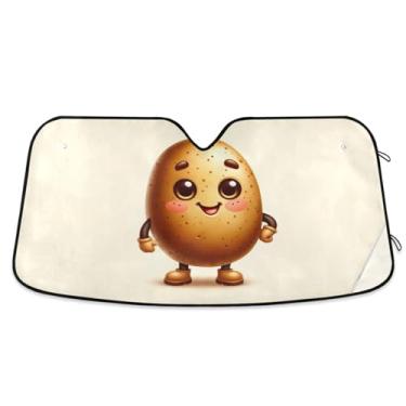 Imagem de Guarda-sol bonito batata para-brisa carro proteção UV caminhão sombra solar para para-brisas pequeno