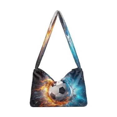 Imagem de Walls Bolsa de ombro feminina pintada à mão, bolsas médias para mulheres, bolsa feminina para uso ao ar livre, Bola de futebol flutuante e coberta de água 4, One Size