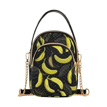Imagem de Red Chili Peppers em bolsas femininas pretas transversais, bolsa de viagem transversal feminina, bolsas transversais confortáveis para mulheres, Bananas em preto-2, One Size