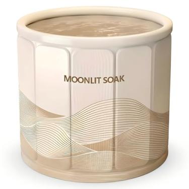 Imagem de Banheira portátil para adultos, banheira independente dobrável para chuveiro, banheiras de gelo quente com material multicamadas engrossado para manter a temperatura, banheira de imersão interna e